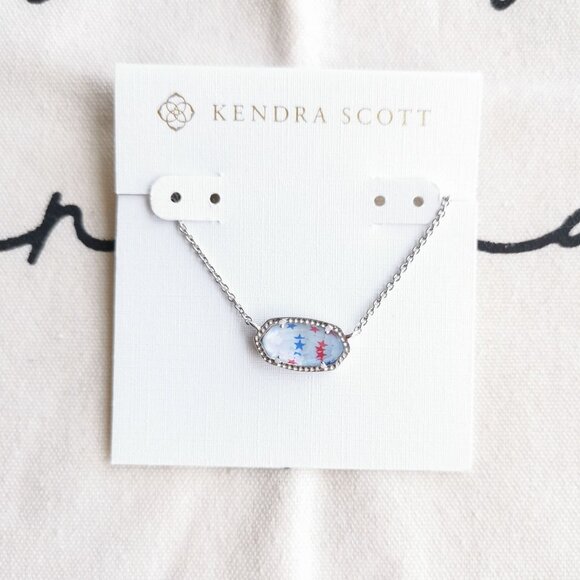 Kendra Scott Necklace - Elisa - Red White Blue Star Silver - Picture 1 of 4